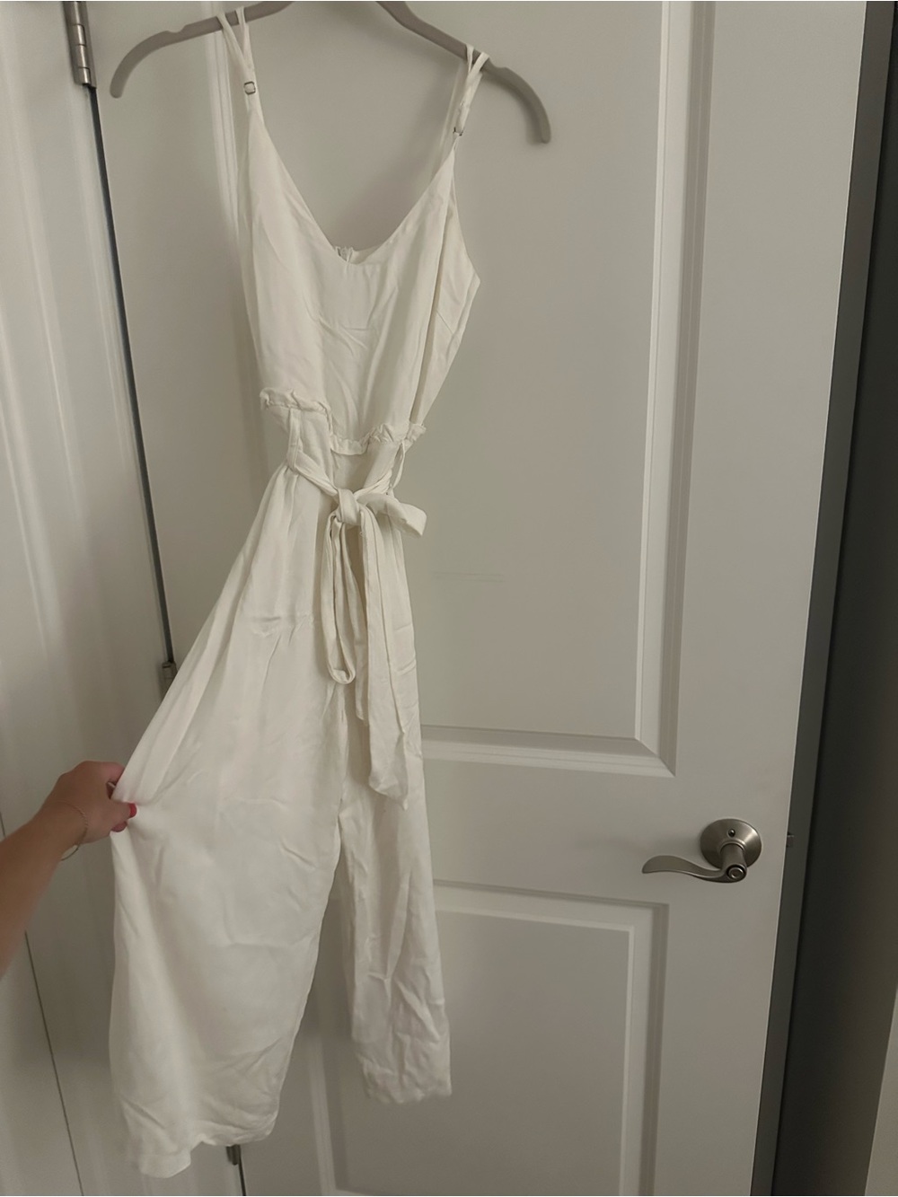 june & hudson Cream Tie-Waist Sleeveless Midi Jumpsuit